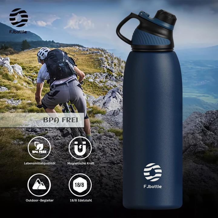 1500ml Thermo-Trinkflasche aus Edelstahl mit Magnetdeckel, geeignet für kohlensäurehaltige Getränke