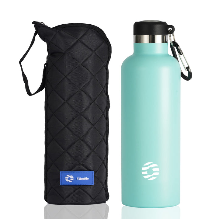 Bouteille isotherme en acier inoxydable avec mousqueton, 750 ml, bouteille d'eau gazeuse, vert foncé 