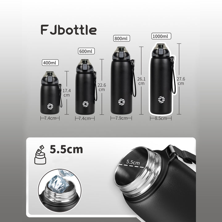 Bouteille d'eau isotherme en acier inoxydable de 800 ml avec sac de transport, bouteille de boisson gazeuse, bleu