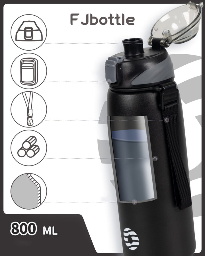 Bouteille d'eau isotherme en acier inoxydable de 800 ml avec sac de transport, bouteille de boisson gazeuse, bleu