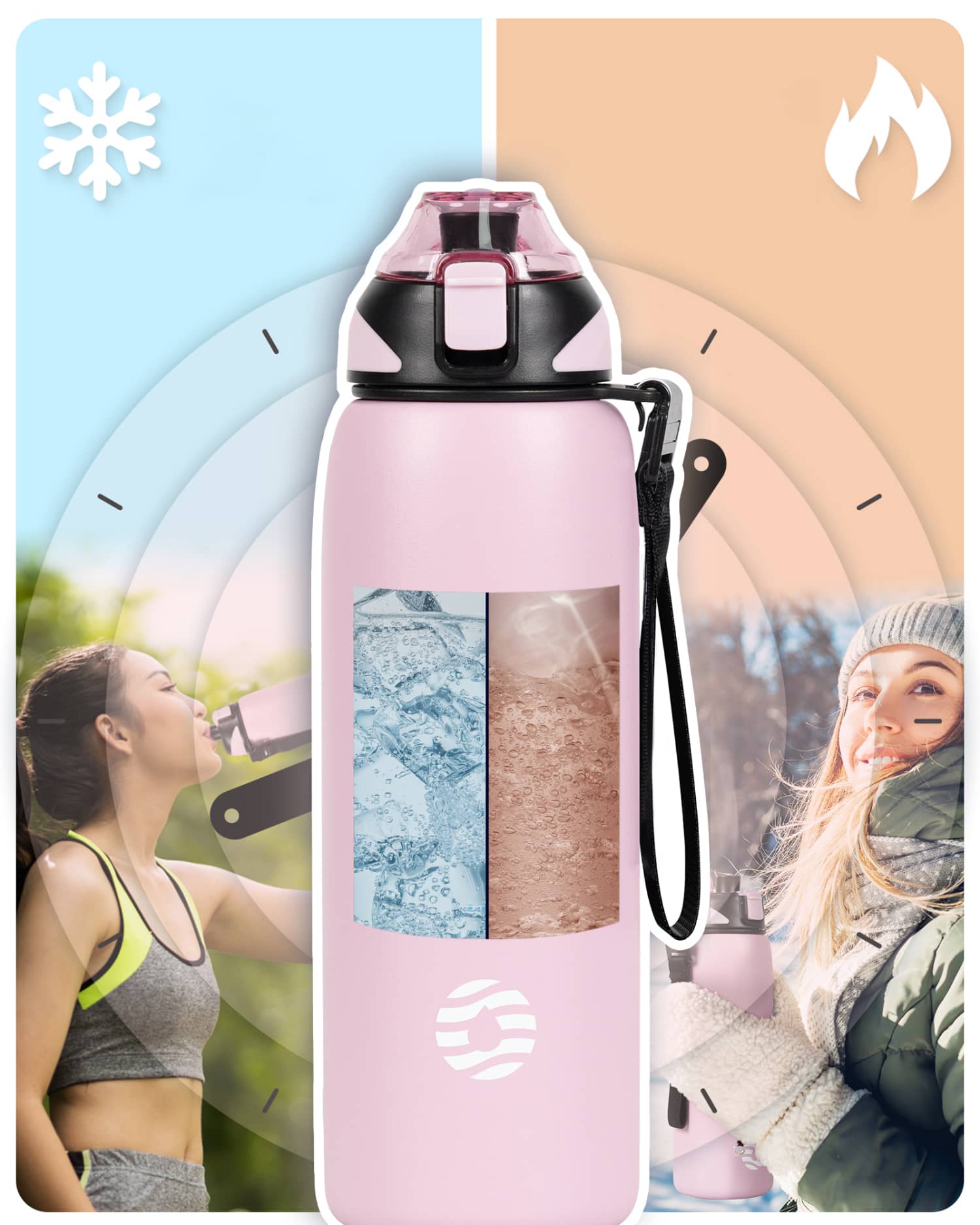 1000ml Bouteille Isotherme en acier Inoxydable, Rose