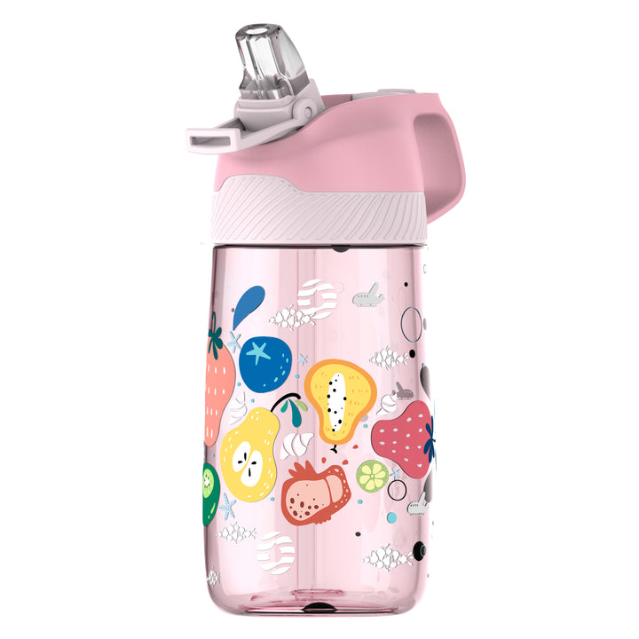 Gourde ion8 fleurs roses - Bouteille d'eau fine pour enfants sans