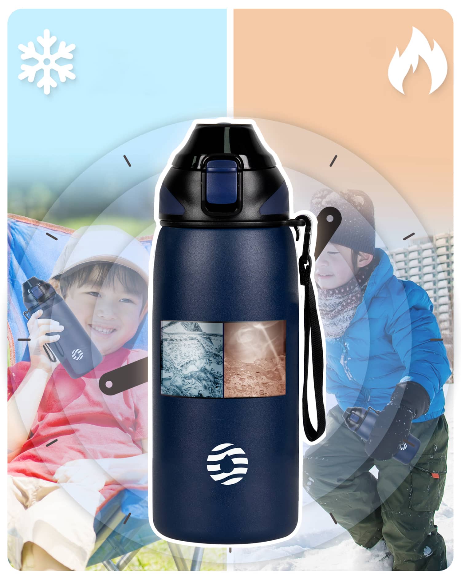 600ml Gourde Isolée en Acier Inoxydable, Bleu