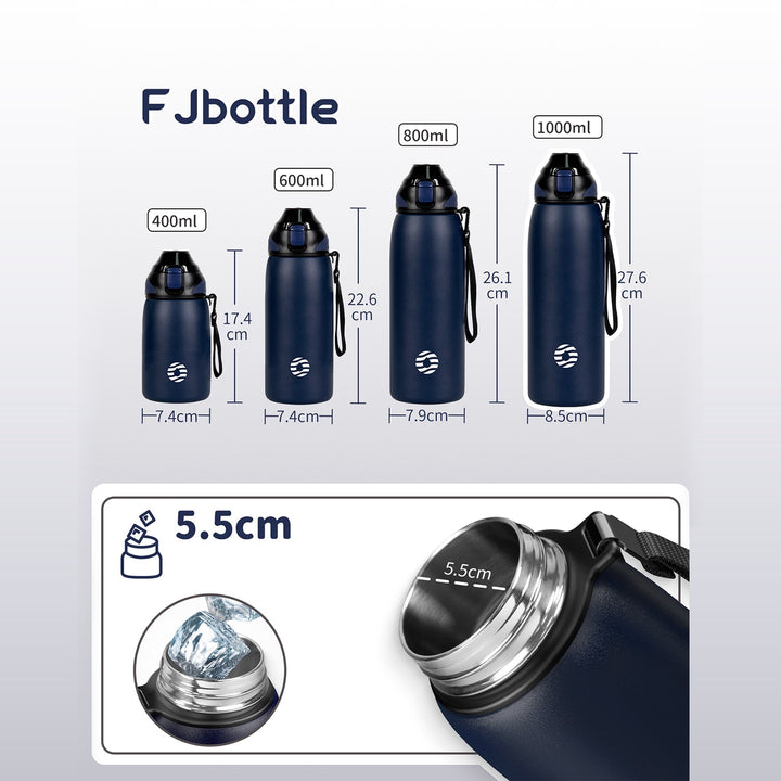 Bouteille d'eau isotherme en acier inoxydable de 800 ml avec sac de transport, bouteille de boisson gazeuse, bleu