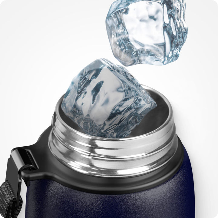 Bouteille d'eau isotherme en acier inoxydable de 800 ml avec sac de transport, bouteille de boisson gazeuse, bleu