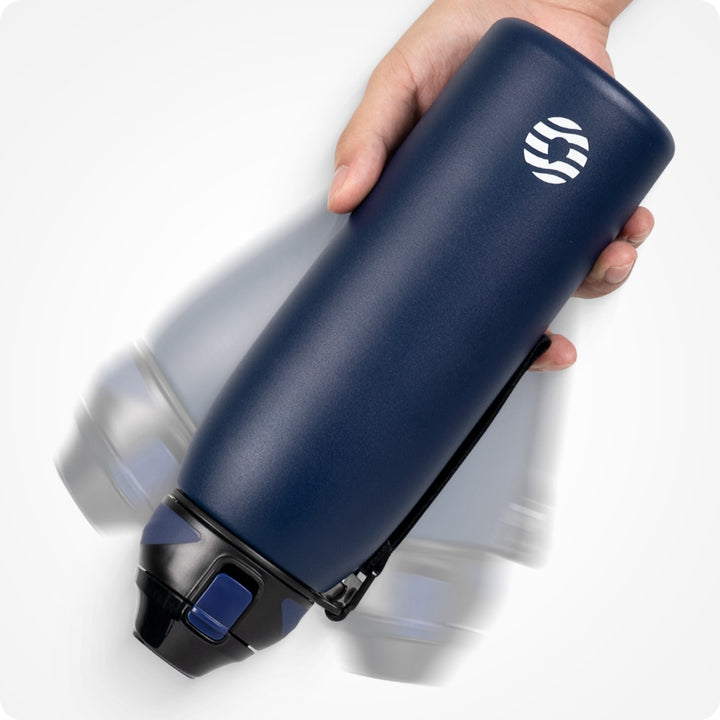 Bouteille d'eau isotherme en acier inoxydable de 800 ml avec sac de transport, bouteille de boisson gazeuse, bleu