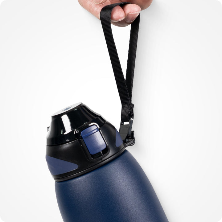 Bouteille d'eau isotherme en acier inoxydable de 800 ml avec sac de transport, bouteille de boisson gazeuse, bleu