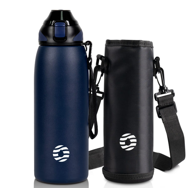 800ml Stainless Steel Insulated Water Bottle, Dark Blue