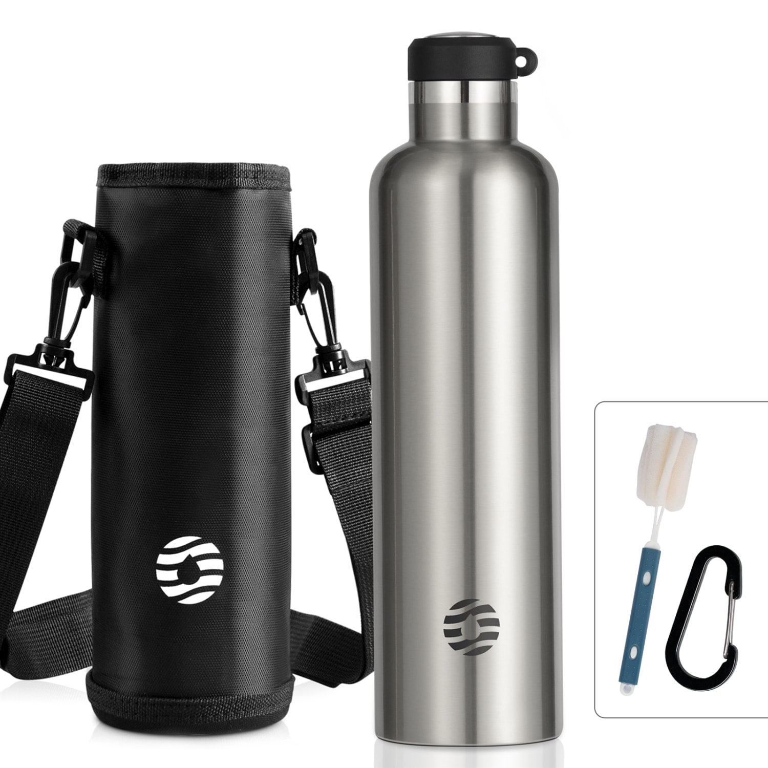 1000ml Bouteille Isotherme en acier Inoxydable, Argent